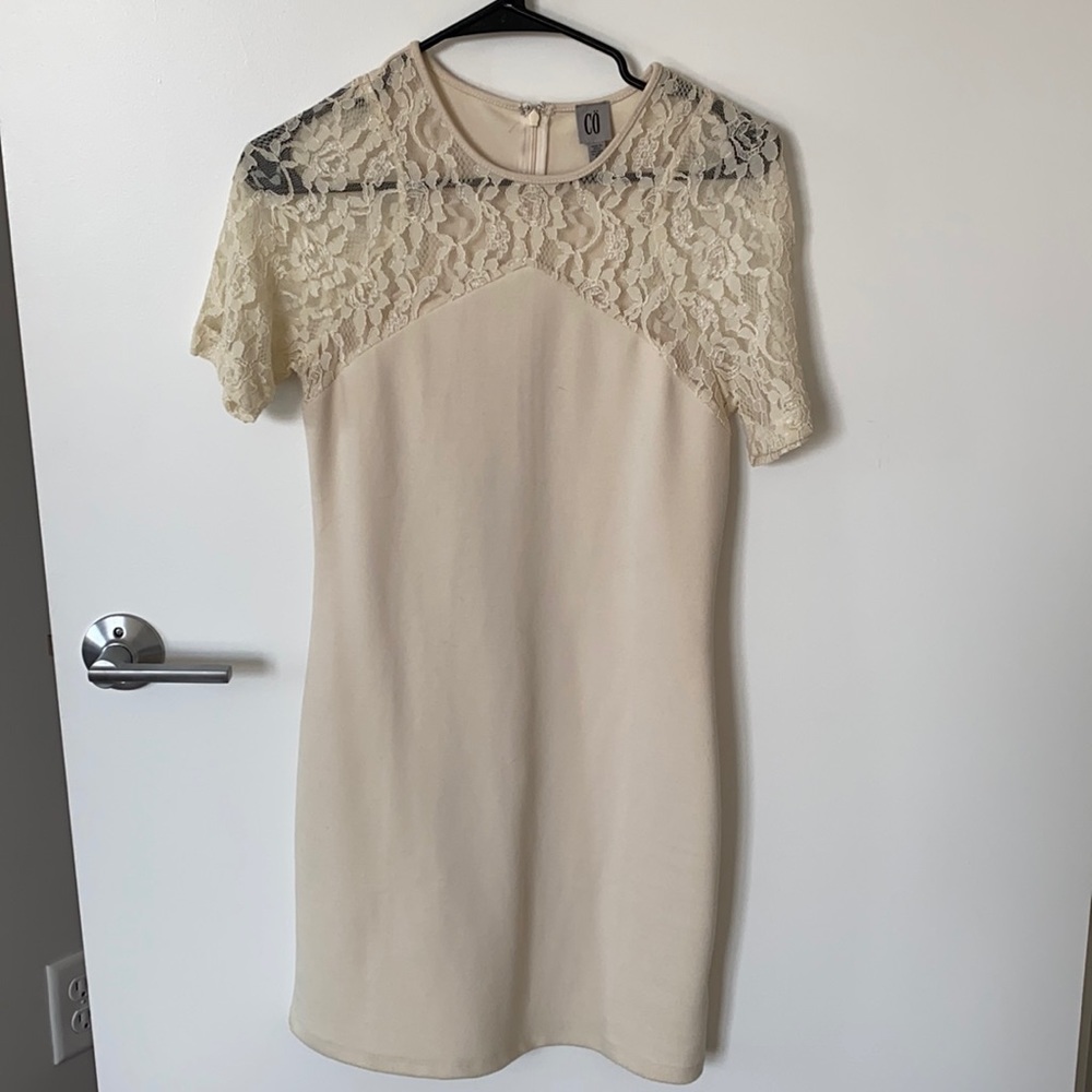 Lace Detail White Dress